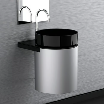LEONARDO KOIN MEDIO DARK INOX RHO BLACK - Wooden vanity unit by Glass Design - view 3